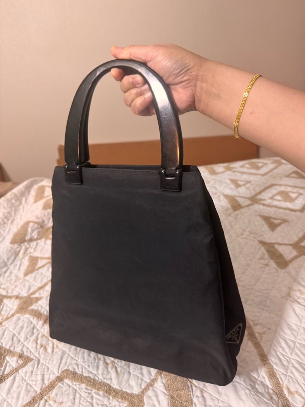 Prada Black Nylon Tote with Structured Handles - Picture 2 of 7